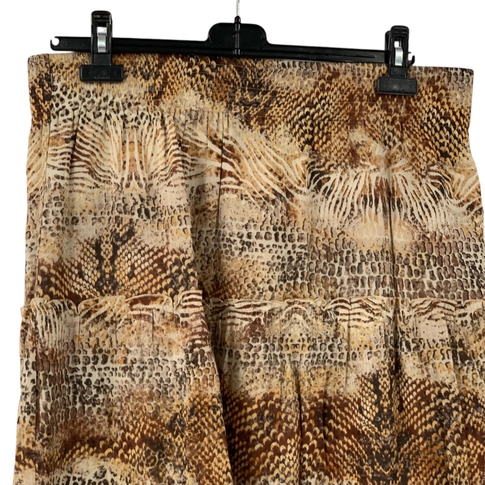 Chicos Long Tiered Pull-On Lined Maxi Skirt Animal Print Boho Brown Size 2/Large - Picture 2 of 7